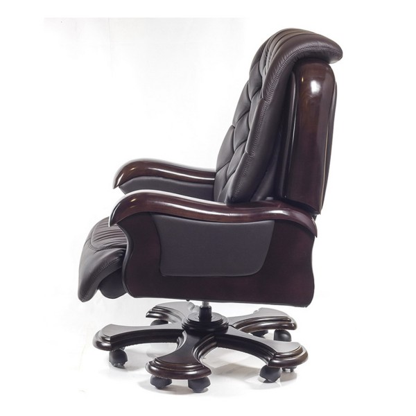 Крісло Цезар – Стильне офісне крісло з натуральним деревом і шкірою