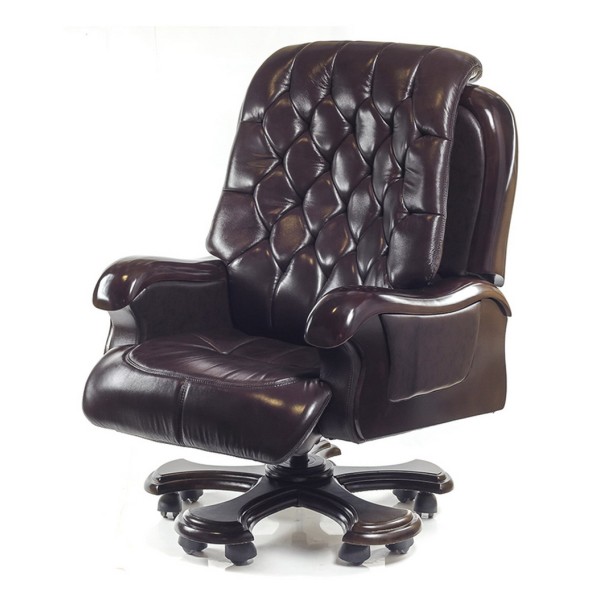 Крісло Цезар – Стильне офісне крісло з натуральним деревом і шкірою