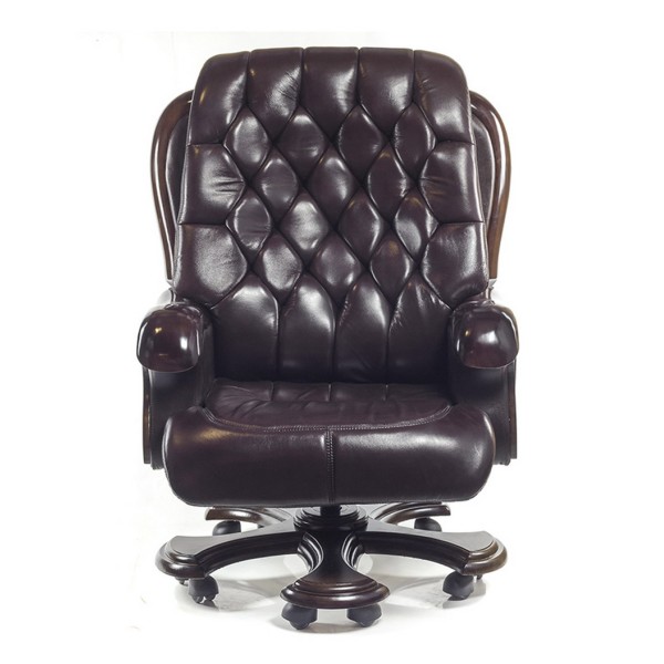 Крісло Цезар – Стильне офісне крісло з натуральним деревом і шкірою