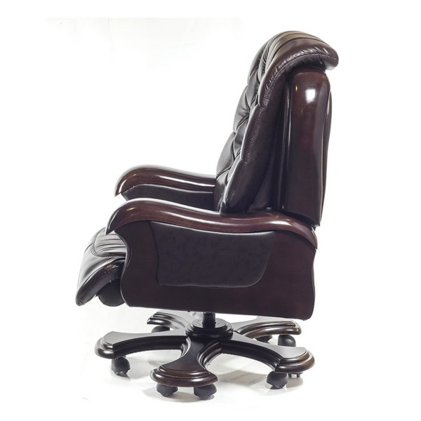 Крісло Цезар – Стильне офісне крісло з натуральним деревом і шкірою