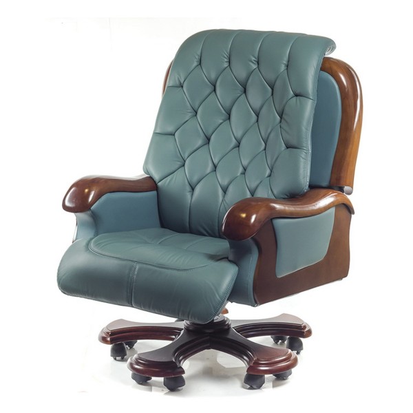 Крісло Цезар – Стильне офісне крісло з натуральним деревом і шкірою