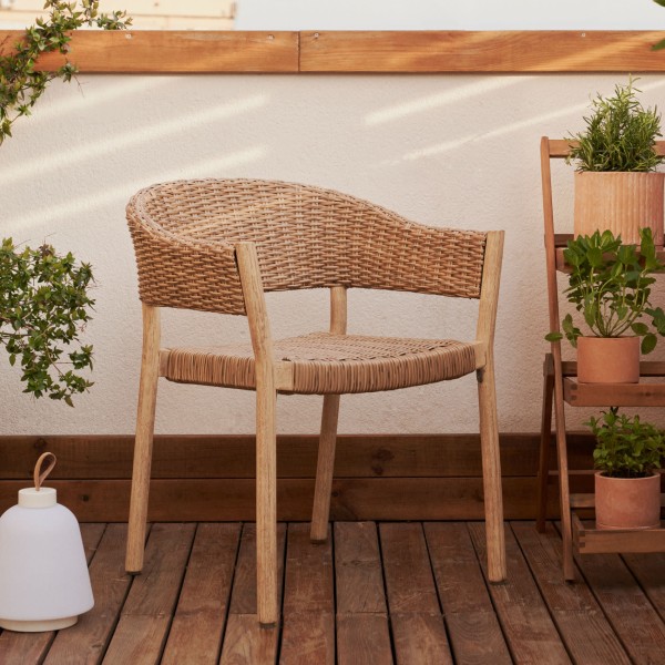 Стілець Pola - Садовий стілець з масиву дерева та синтетичної лози