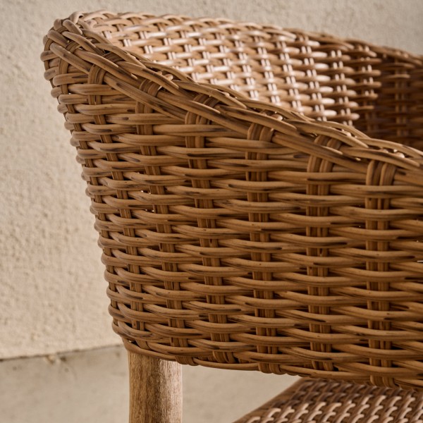 Стілець Pola - Садовий стілець з масиву дерева та синтетичної лози