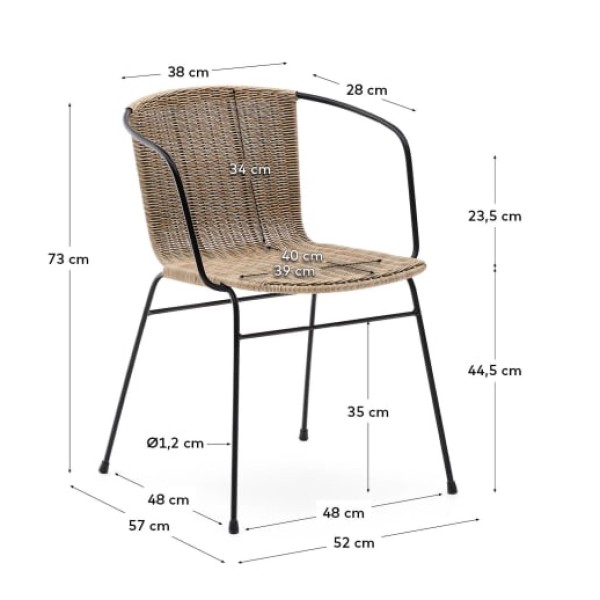 Стілець Eltiera з підлокітниками для саду та кафе