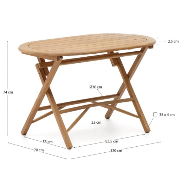 Складний стіл Dandara — Овальний стіл з масиву дерева