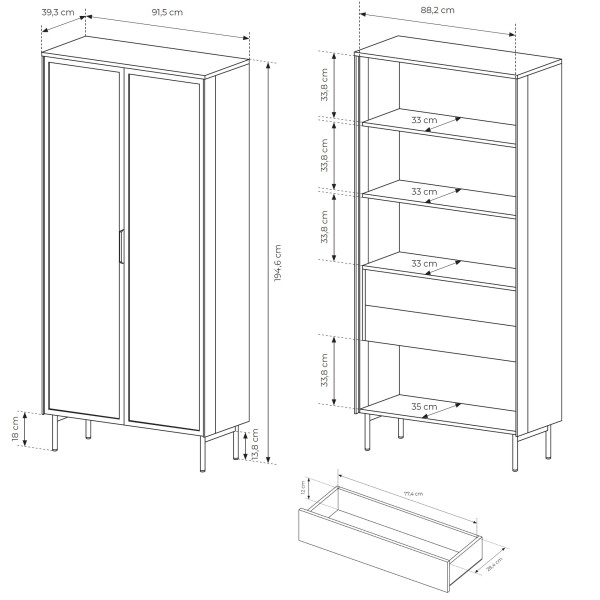 Вітрина висока Lumi 2D2S/91 з підсвіткою