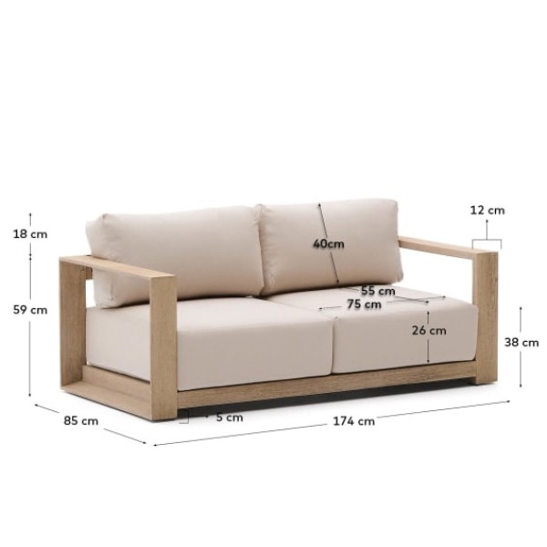 Диван 2-місний Ambra для саду та вулиці