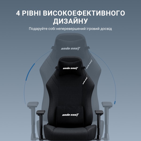Ігрове крісло Anda Seat Luna Pro Size L Black Fabric – комфорт та підтримка для кожного геймера