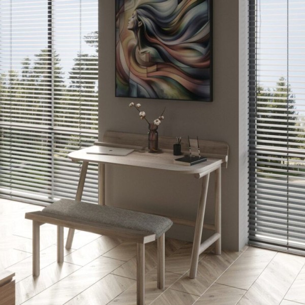 Банкетка з масиву дерева та тканини для спальні