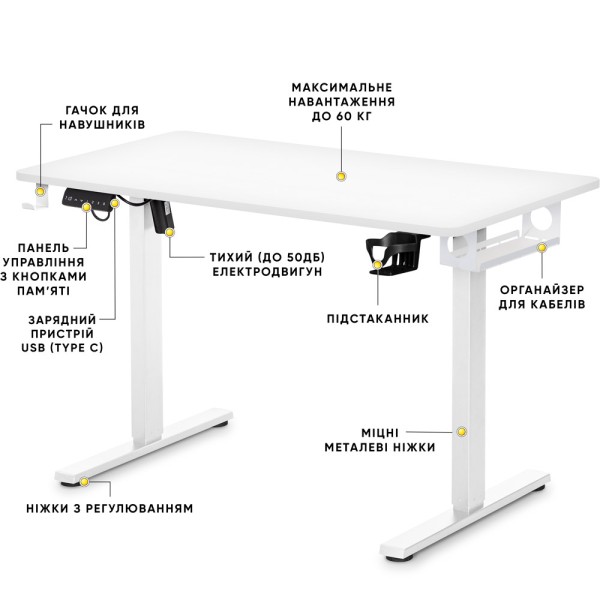 Стіл PowerDesk Lite з електрорегулюванням висоти для офісу та дому