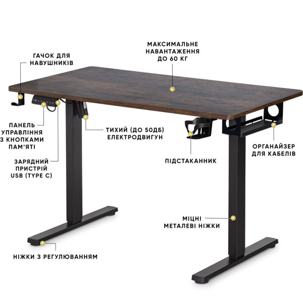 Стіл PowerDesk Lite з електрорегулюванням висоти для офісу та дому