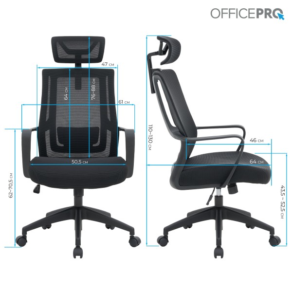Крісло офісне Officepro Harmony OC310-B-B-B