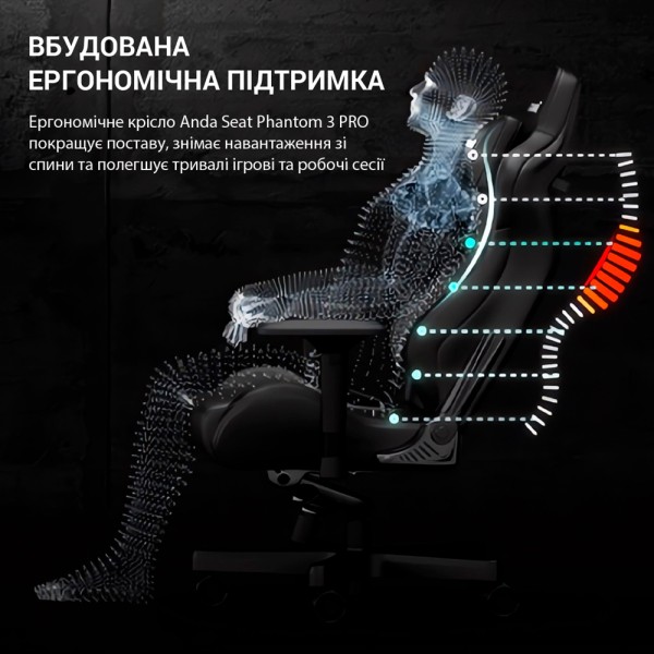 Геймерське крісло Anda Seat Phantom 3 Pro Size L Dark Gray Linen Fabric