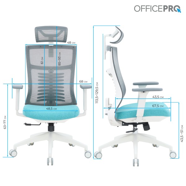 Крісло офісне Officepro Balance OC550-W-DG-BL