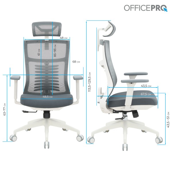 Крісло офісне Officepro Balance OC550-W-DG-DG