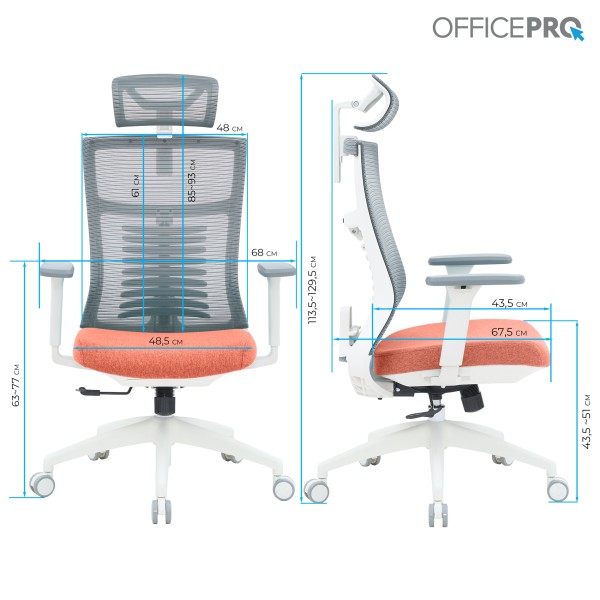 Офісне крісло Officepro Balance OC550-W-DG-OR – Купити з доставкою по Україні
