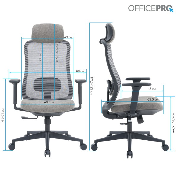 Офісне крісло Officepro Wave OC599-B-DG-DG для комфортної роботи