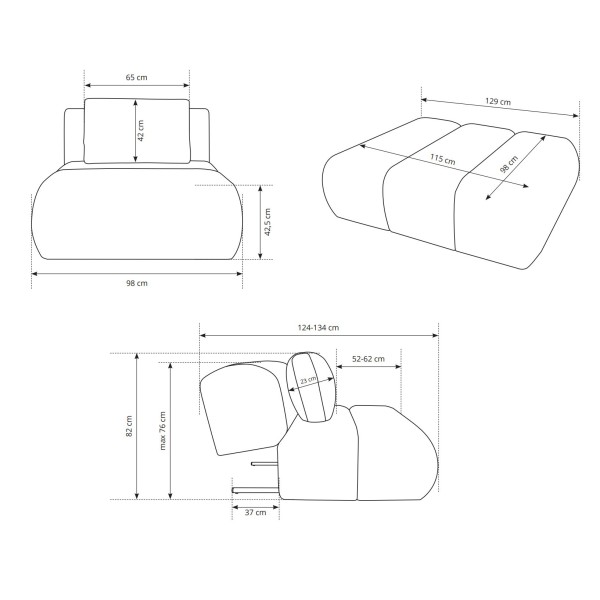 Крісло Dot - Розкладне крісло з регульованою спинкою