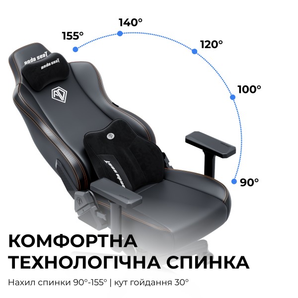 Крісло ігрове Anda Seat Kaiser 3E XL Dark Grey Fabric – для справжніх геймерів!