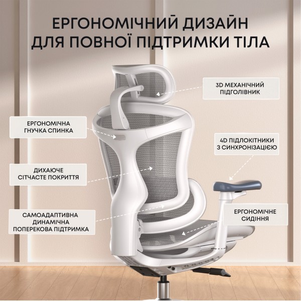 Крісло офісне Sihoo DORO C300L Mesh White