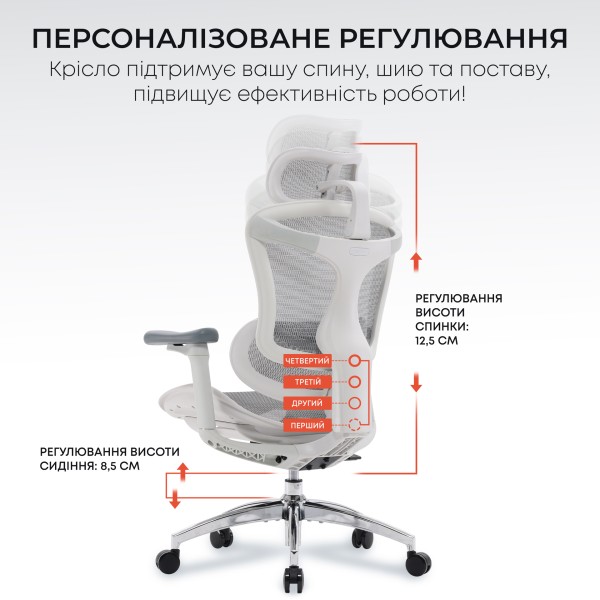 Крісло офісне Sihoo DORO C300L Mesh White