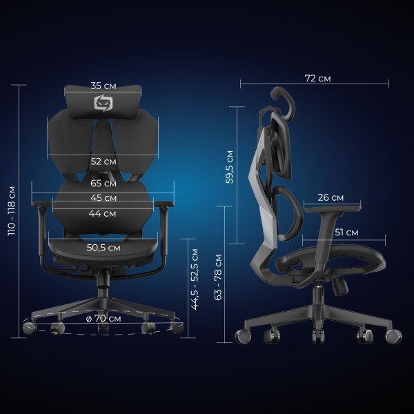 Крісло геймерське Sihoo X5C Mesh Black - Сучасний комфорт для геймерів і офісу