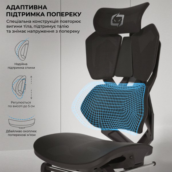 Крісло геймерське Sihoo X5C Mesh Black - Сучасний комфорт для геймерів і офісу