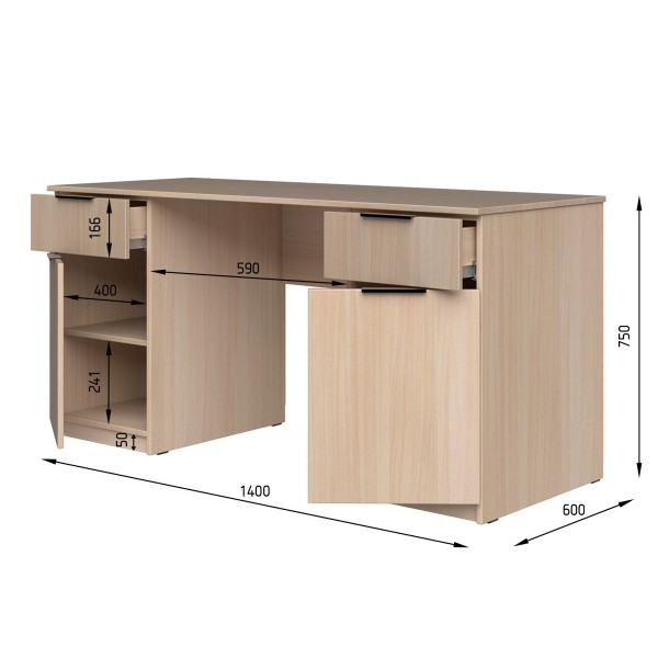 Стіл письмовий СП4 2Я2Д з фрезеруванням Плаше Грос