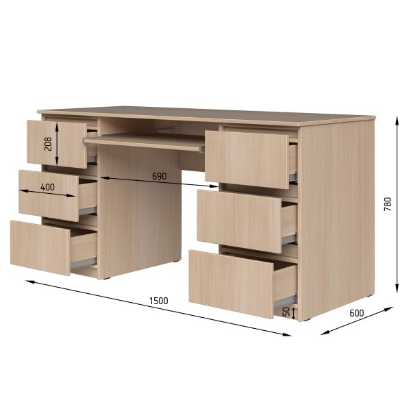 Стіл письмовий СП6 6Я з 6 шухлядами для офісу