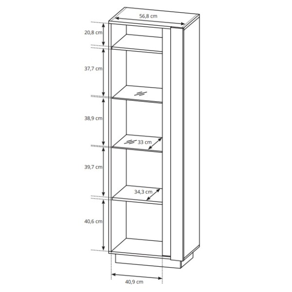 Вітрина висока Perfect Home Арко / Arco 1-дверна 1D1W/60 Білий глянець/дуб грандсон