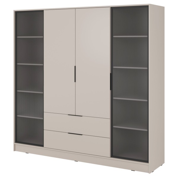 Гардеробна Perfect Home Келлі 4-дверна з прозорими дверцятами Графіт