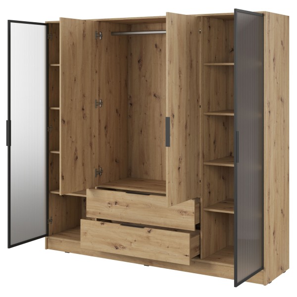 Гардеробна Perfect Home Келлі 4-дверна з прозорими дверцятами Графіт