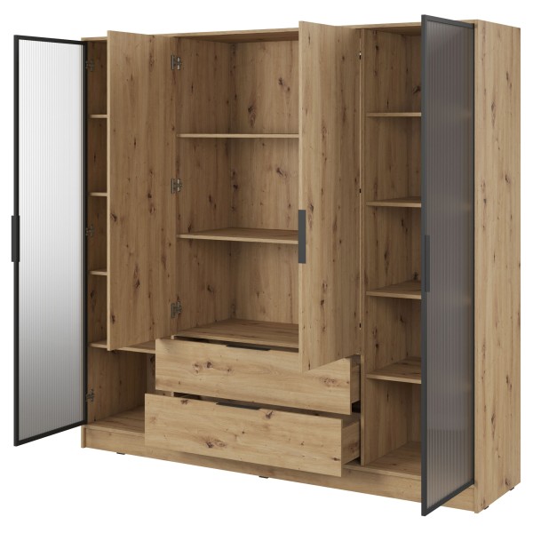 Гардеробна Perfect Home Келлі 4-дверна з прозорими дверцятами Графіт