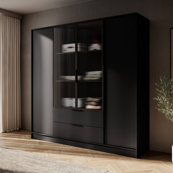 Гардеробна Perfect Home Келлі 4DRM – шафа для одягу з прозорими дверцятами