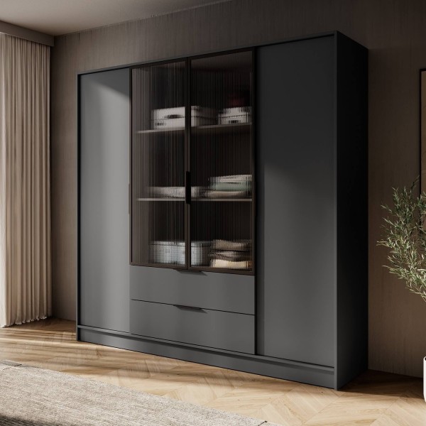 Гардеробна Perfect Home Келлі 4DRM – шафа для одягу з прозорими дверцятами