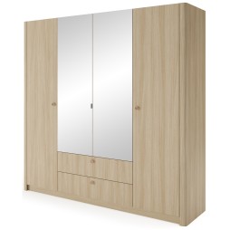Шафа для одягу Perfect Home Вікі / Viki 4D2S/213 4-дверна з дзеркалом Дуб бариста