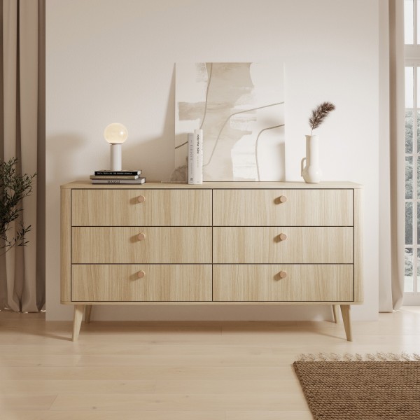 Комод Perfect Home Вікі 6S/163 з 6 шухлядами – Дуб бариста