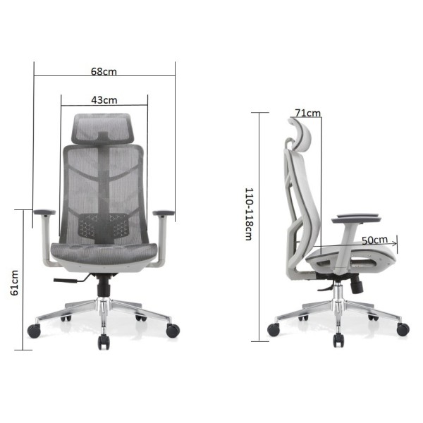 Крісло офісне-комп'ютерне ергономічне преміум HQOC-24A-2-G