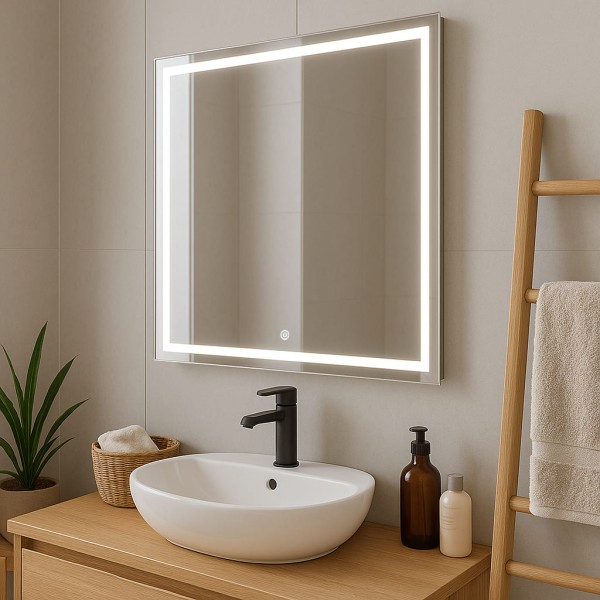 Дзеркало квадратне з сенсорною кнопкою