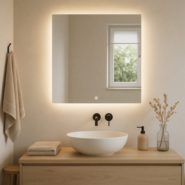 Дзеркало квадратне з сенсорною кнопкою