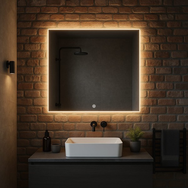 Дзеркало квадратне з сенсорною кнопкою