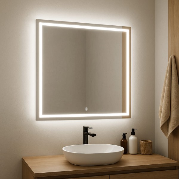 Дзеркало квадратне з сенсорною кнопкою