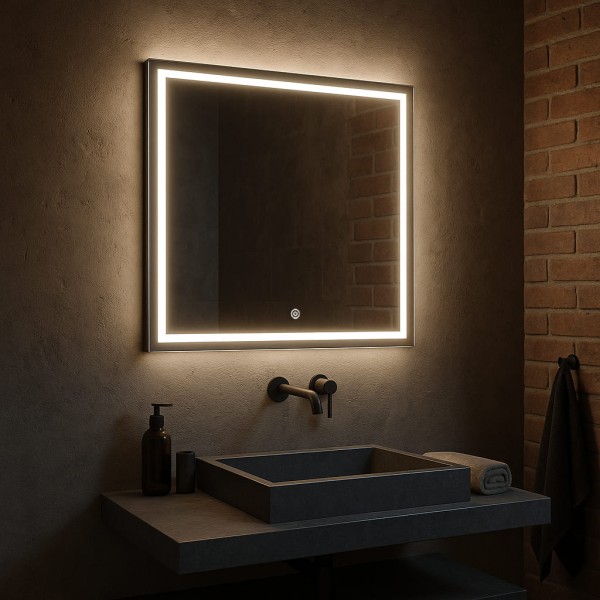 Дзеркало квадратне з сенсорною кнопкою