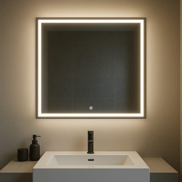 Дзеркало квадратне з сенсорною кнопкою