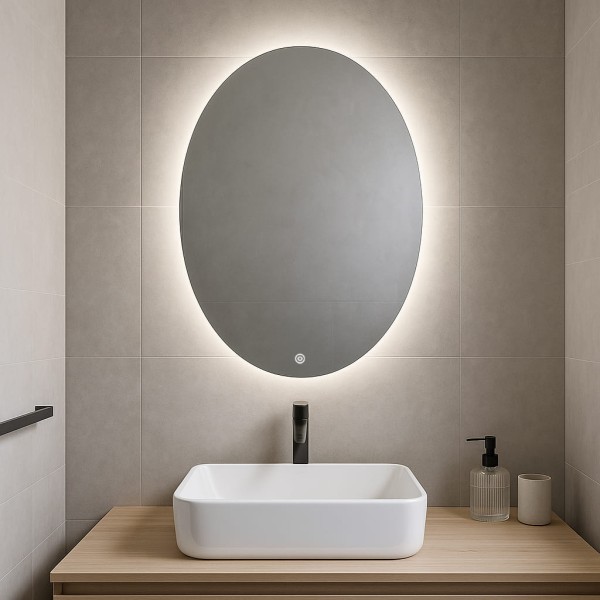 Дзеркало овальне з сенсорною кнопкою