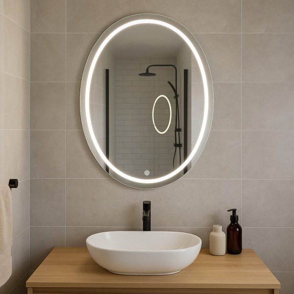 Дзеркало овальне з сенсорною кнопкою