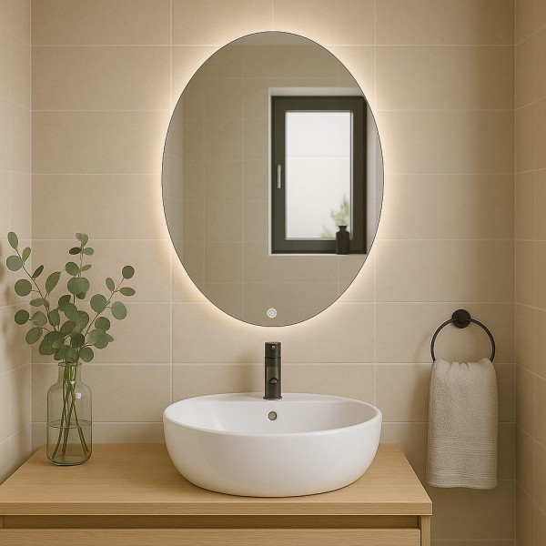 Дзеркало овальне з сенсорною кнопкою