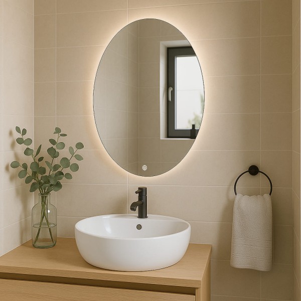 Дзеркало овальне з сенсорною кнопкою