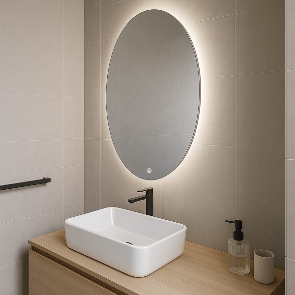 Дзеркало овальне з сенсорною кнопкою