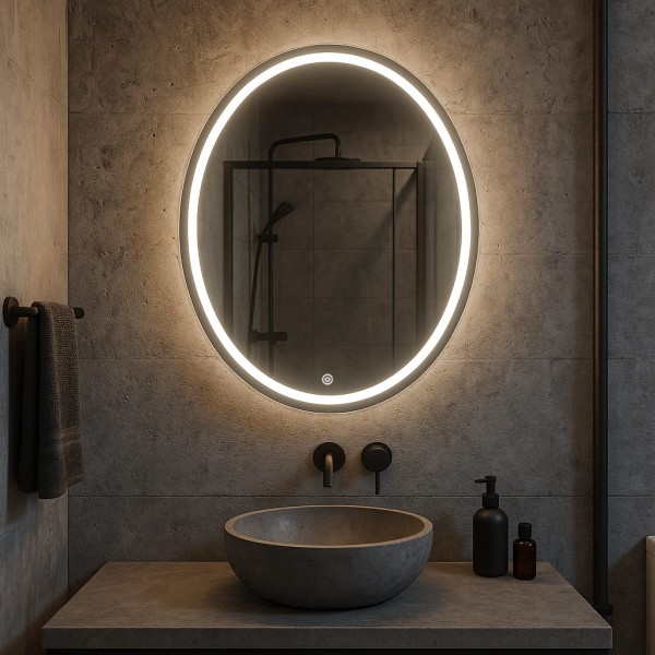 Дзеркало овальне з сенсорною кнопкою